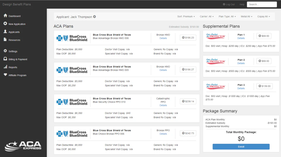 screenshot of AgentExpress