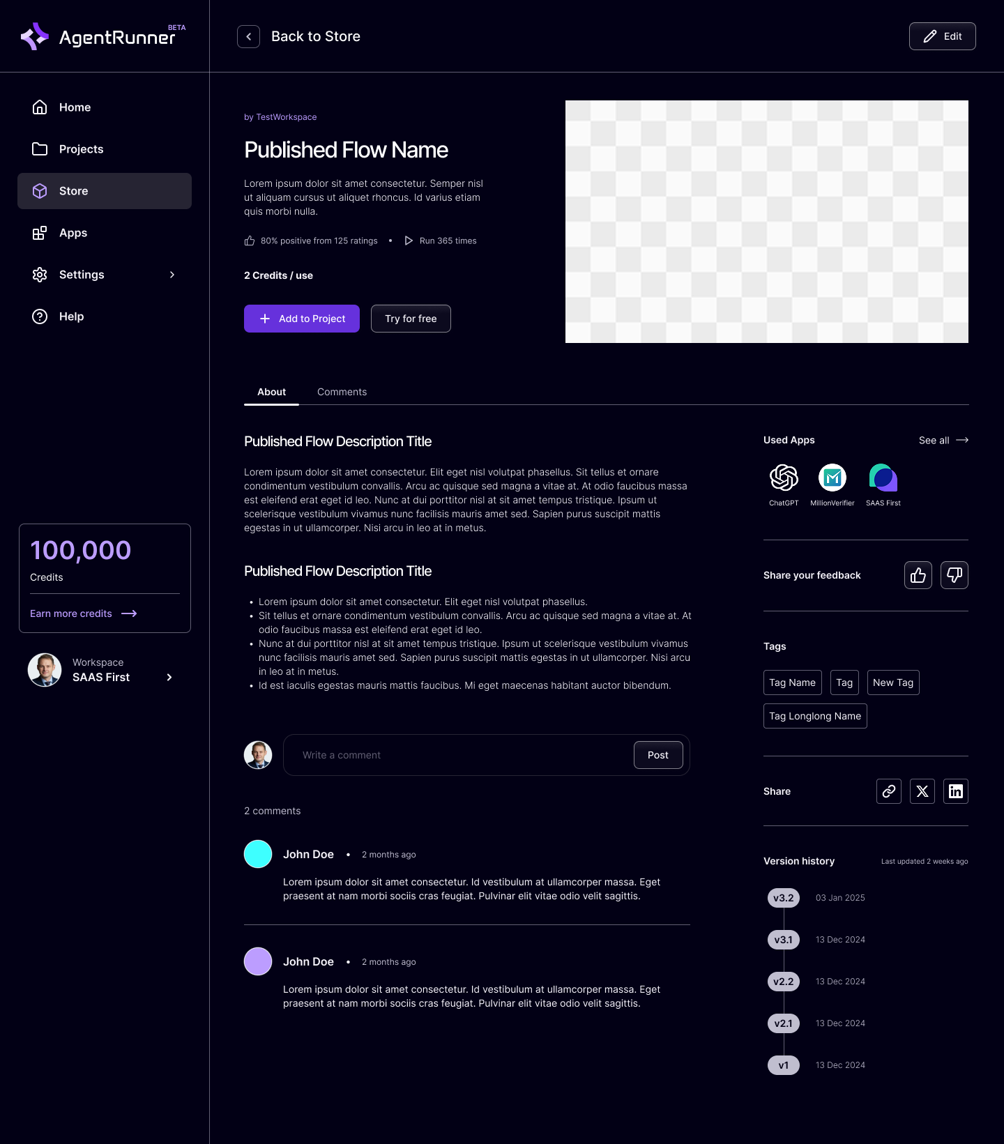 screenshot of AgentRunner