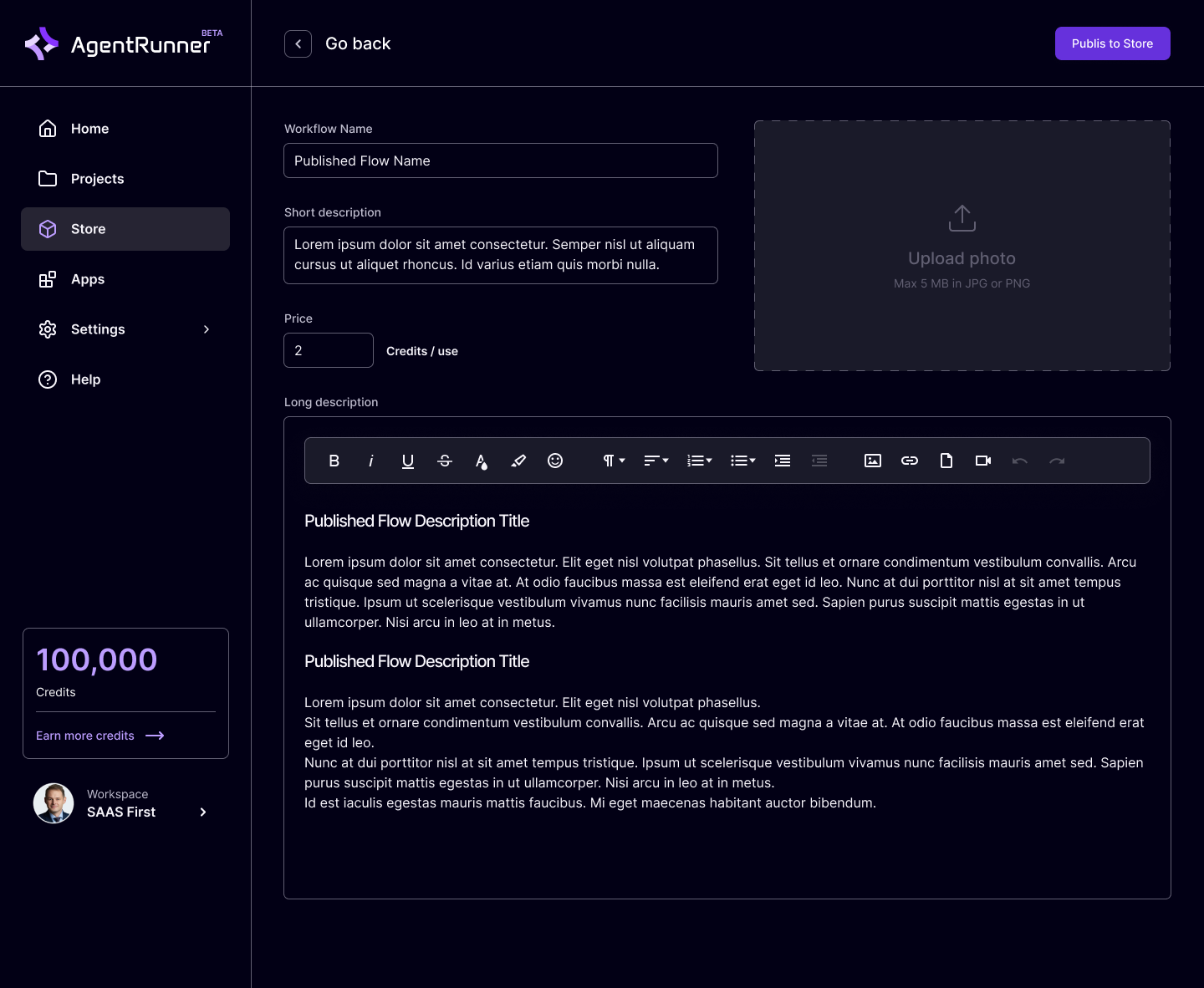 screenshot of AgentRunner