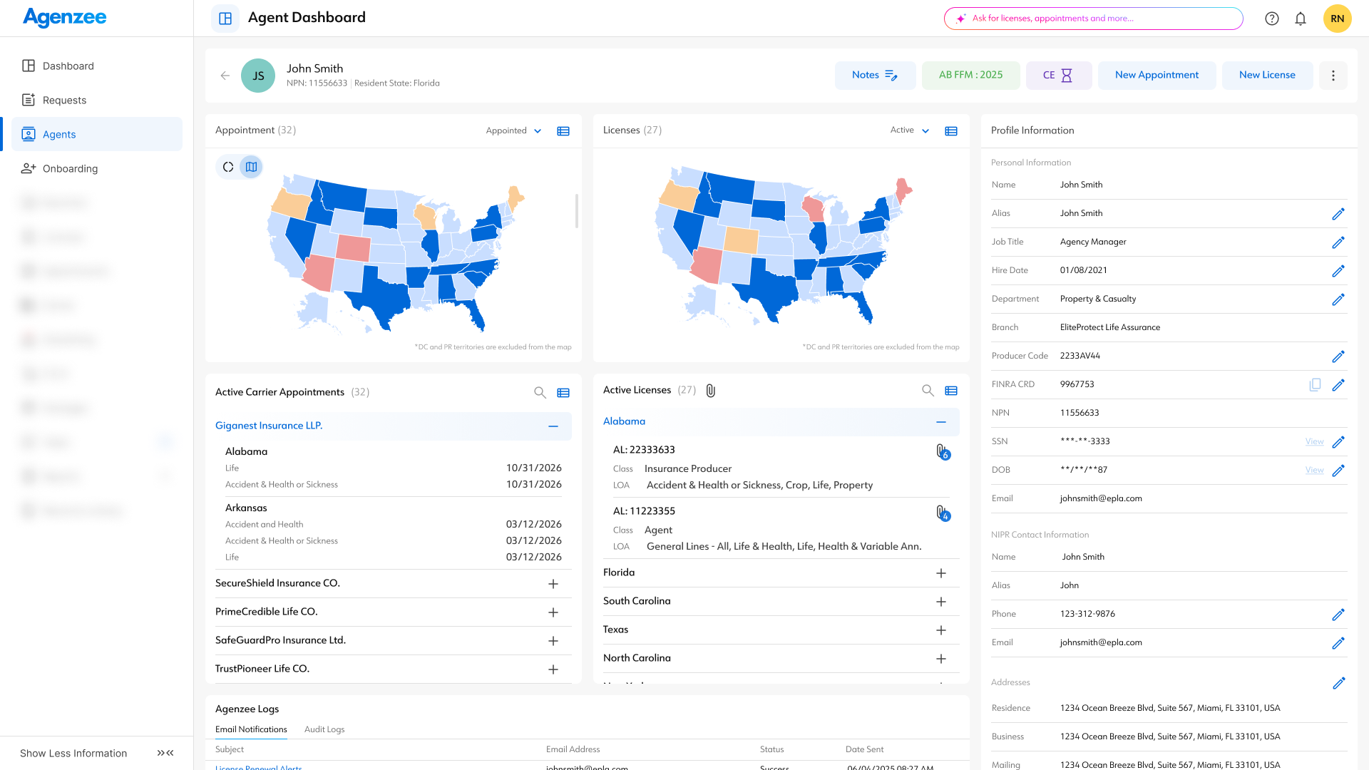 screenshot of Agenzee