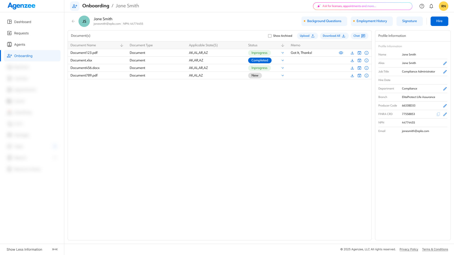 screenshot of Agenzee
