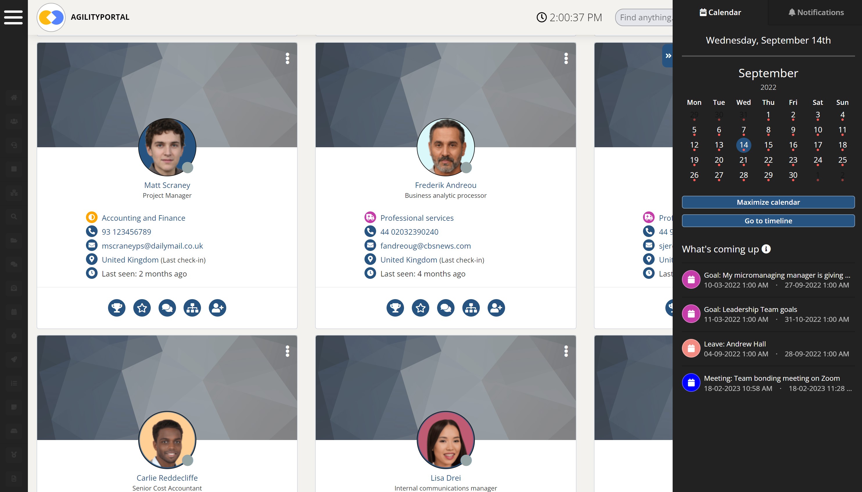 screenshot of AgilityPortal
