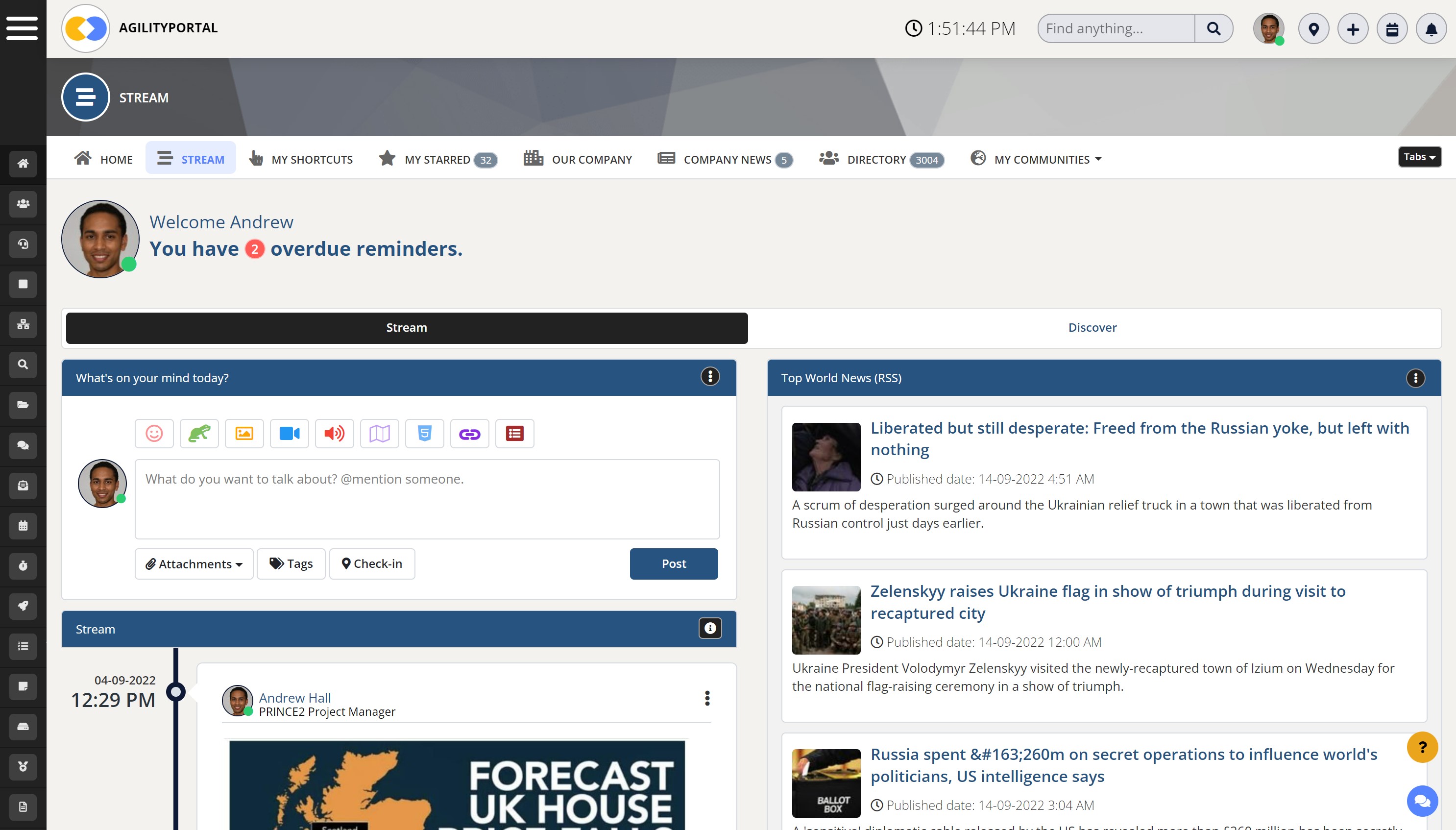 screenshot of AgilityPortal