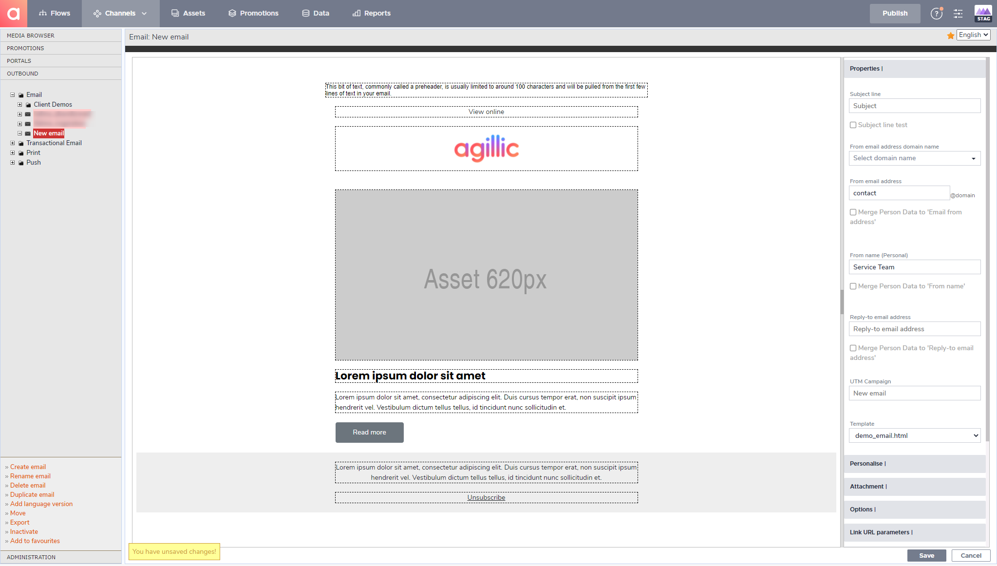 screenshot of Agillic