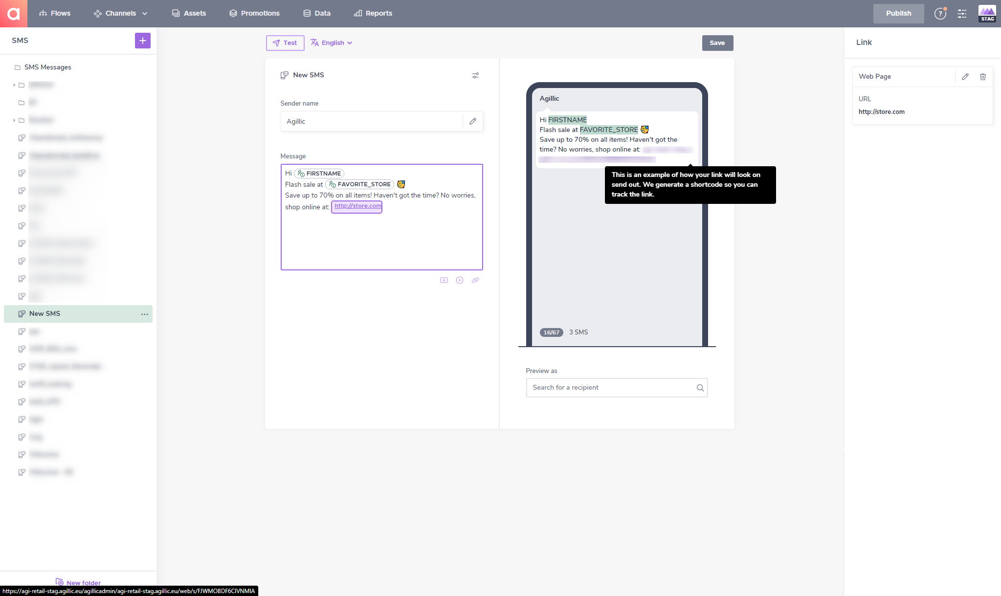 screenshot of Agillic