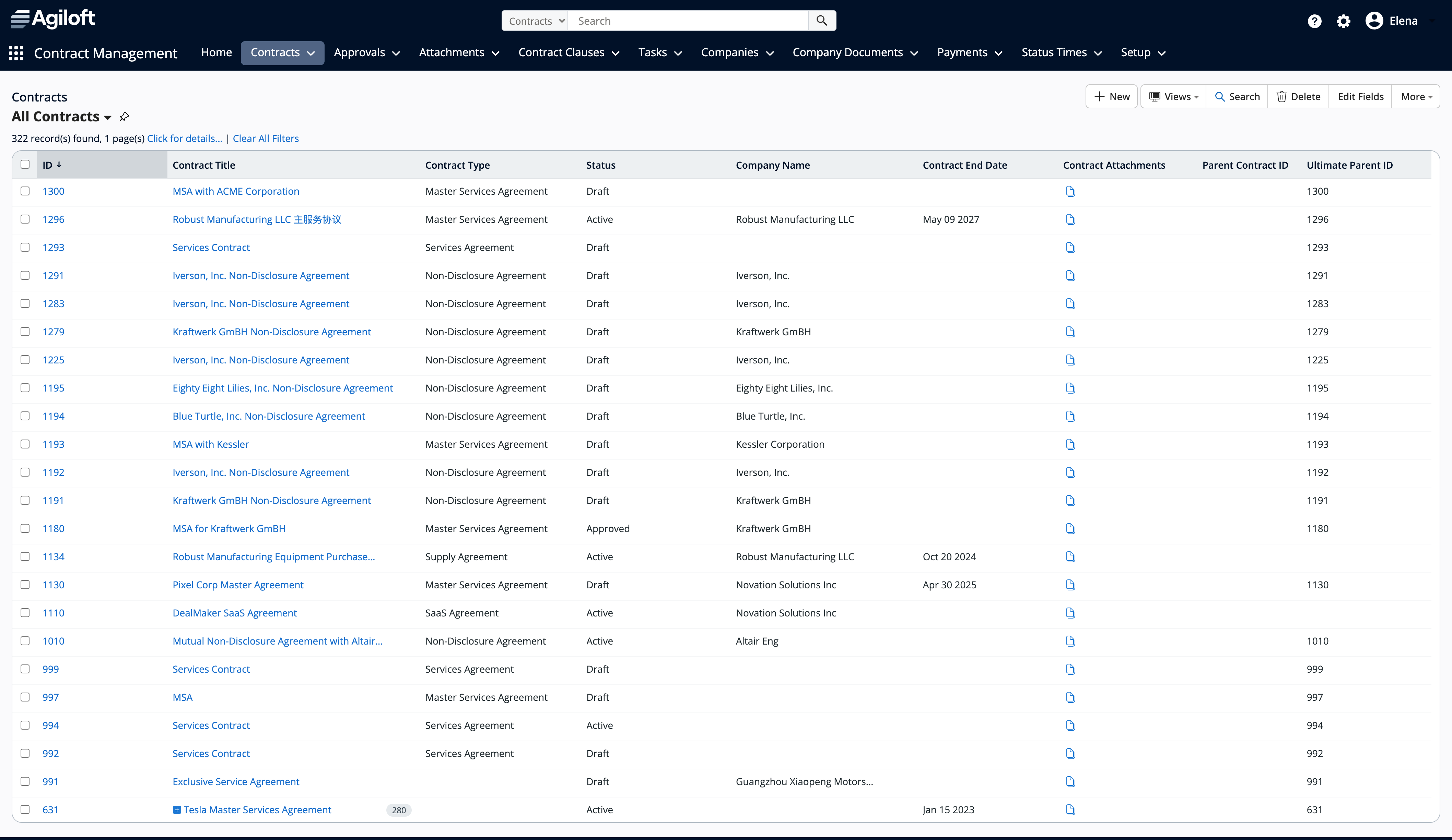 screenshot of Agiloft