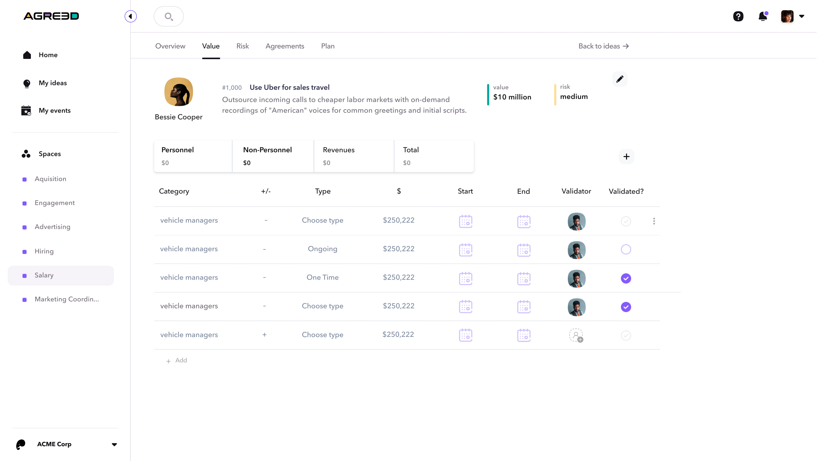 screenshot of Agreed