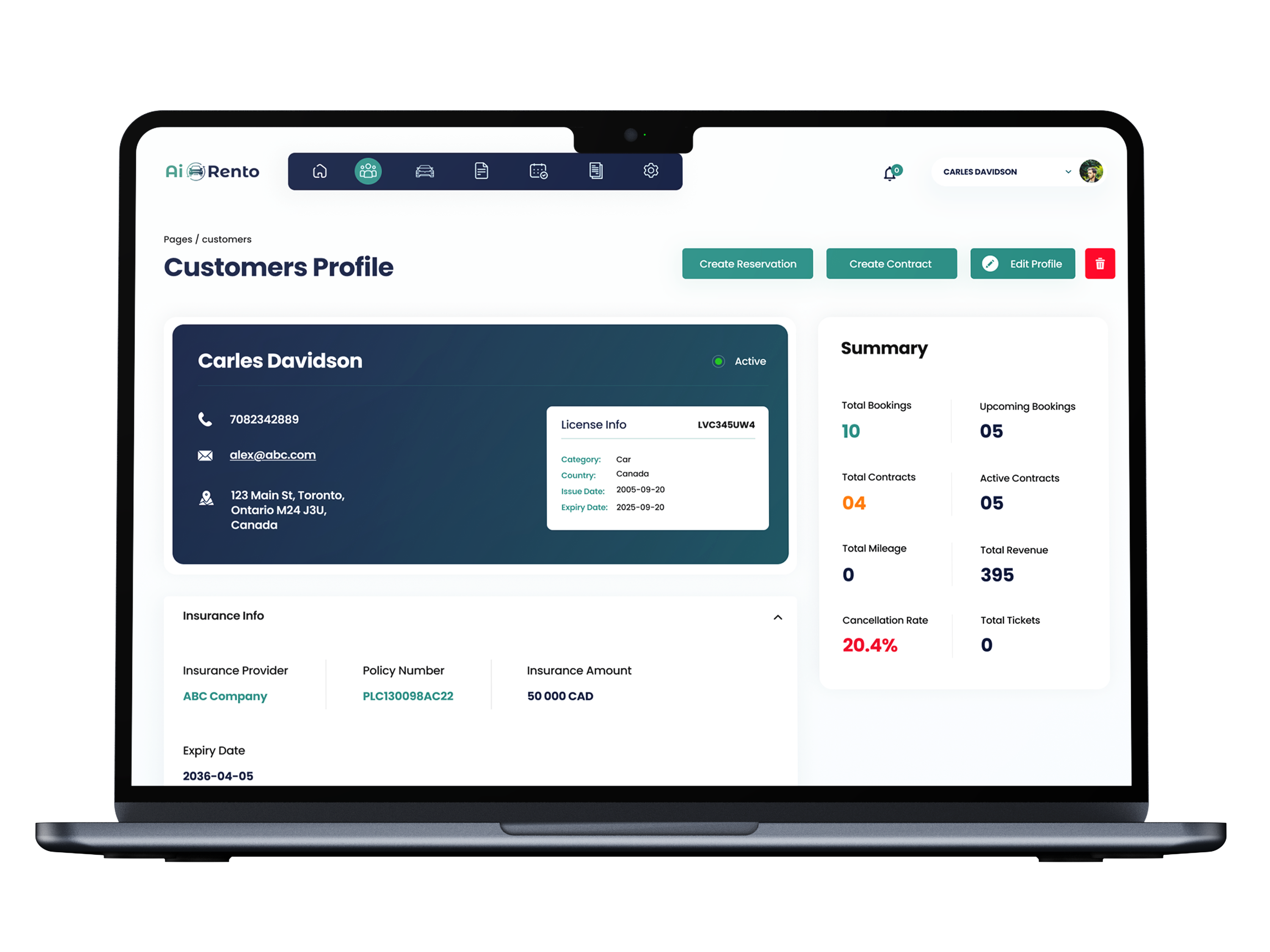 screenshot of AiRentoSoft