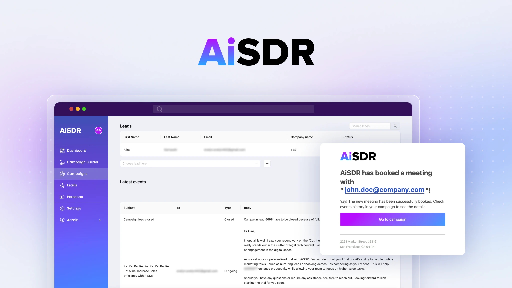 screenshot of AiSDR