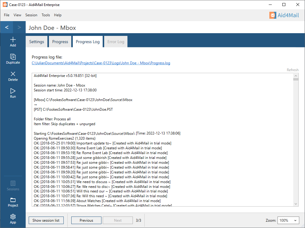 screenshot of Aid4Mail