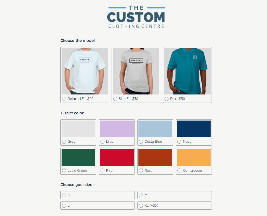 screenshot of AidaForm