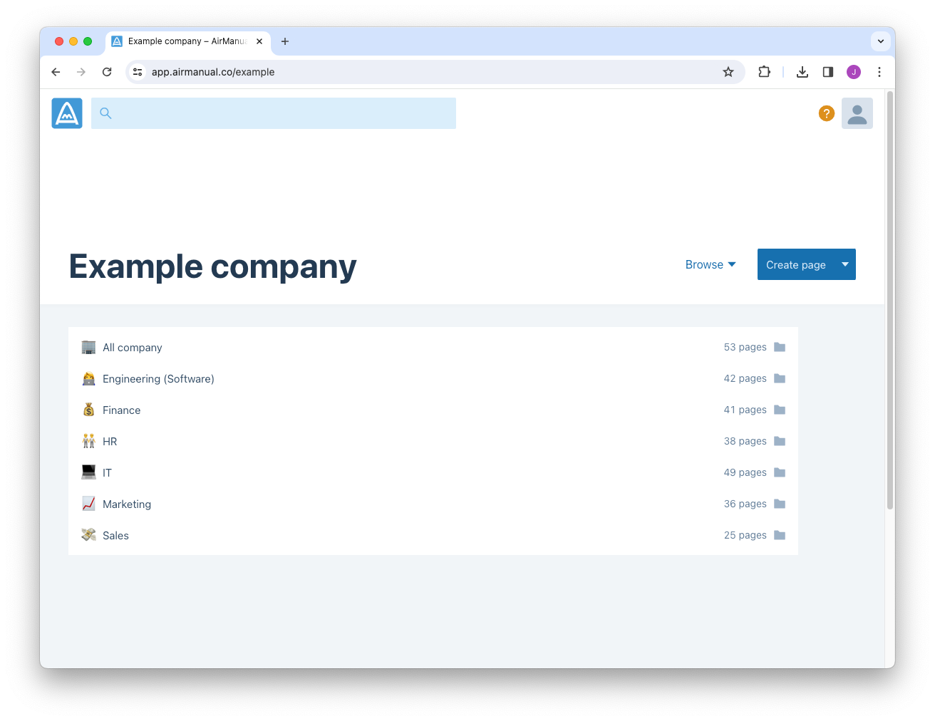 screenshot of AirManual