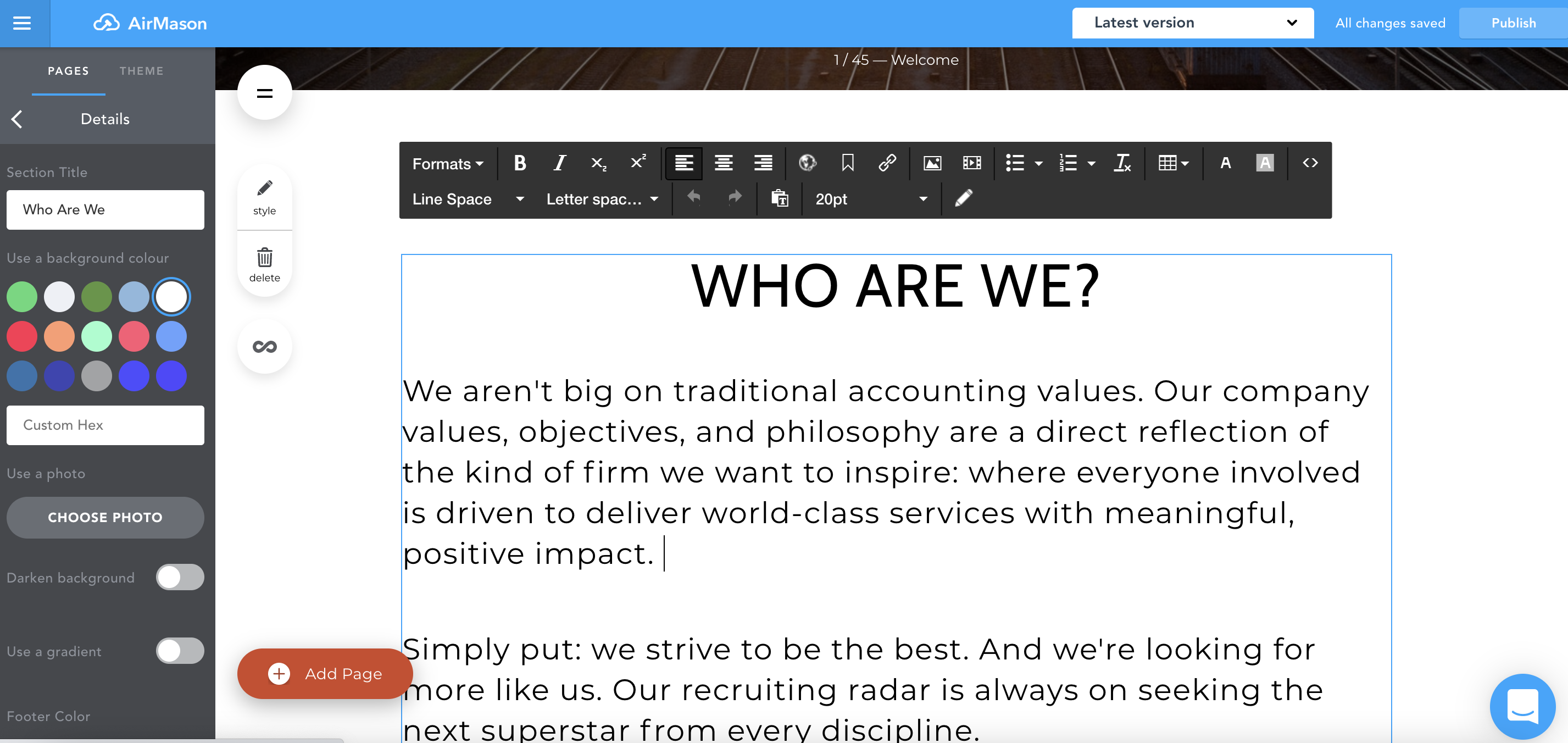 screenshot of AirMason