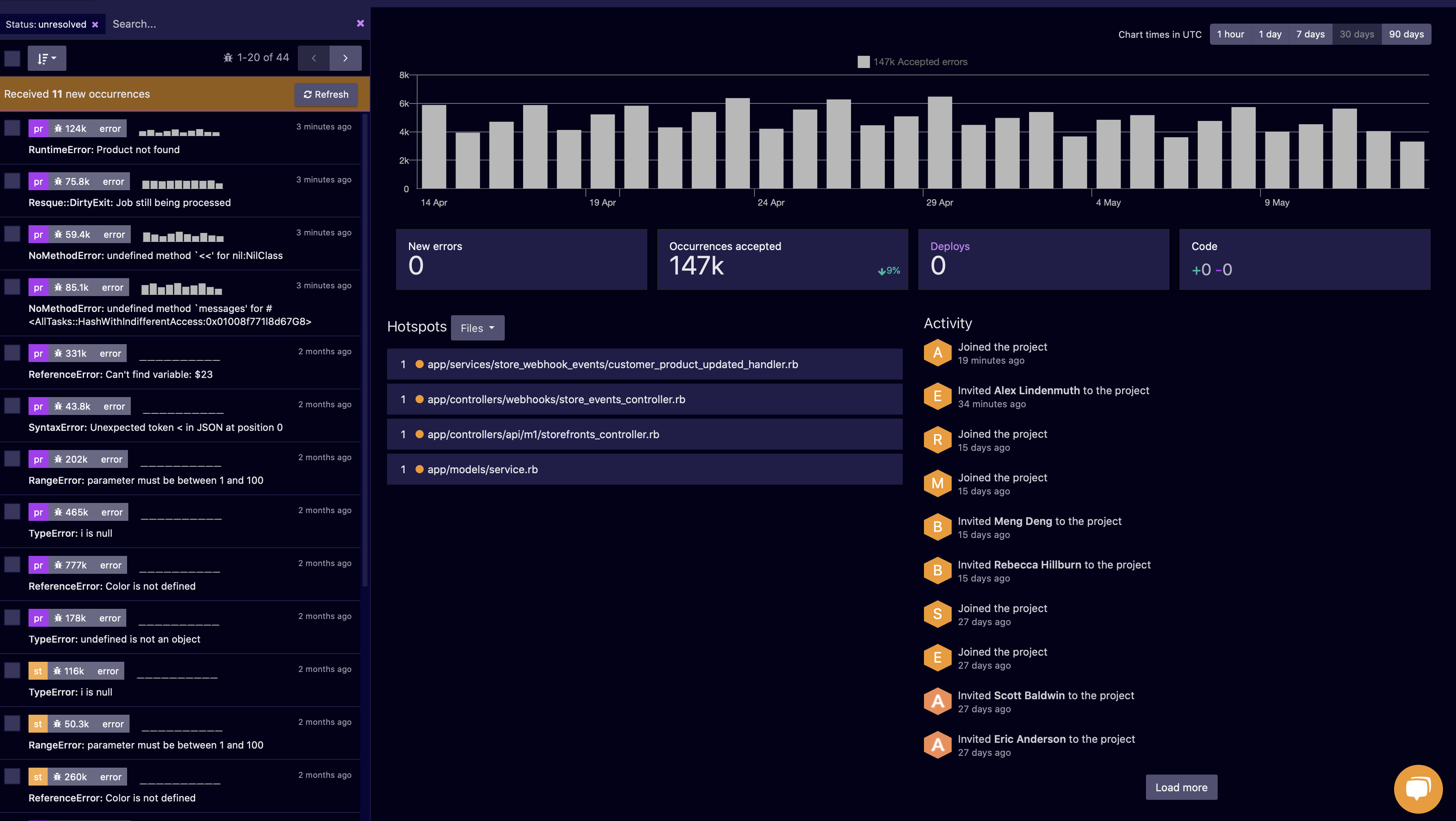 screenshot of Airbrake