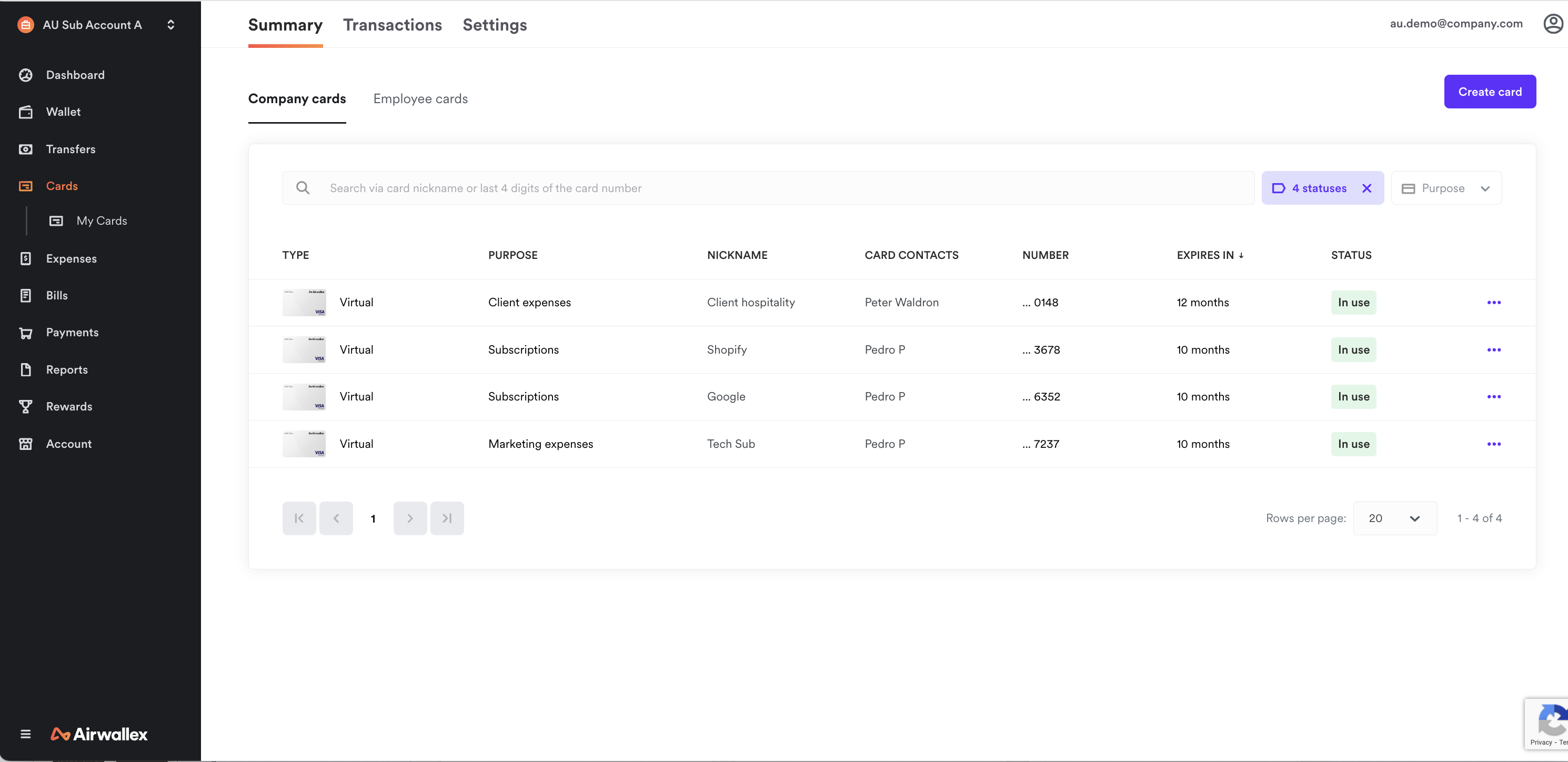 screenshot of Airwallex