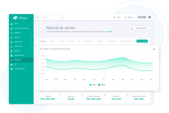 screenshot of Alegra