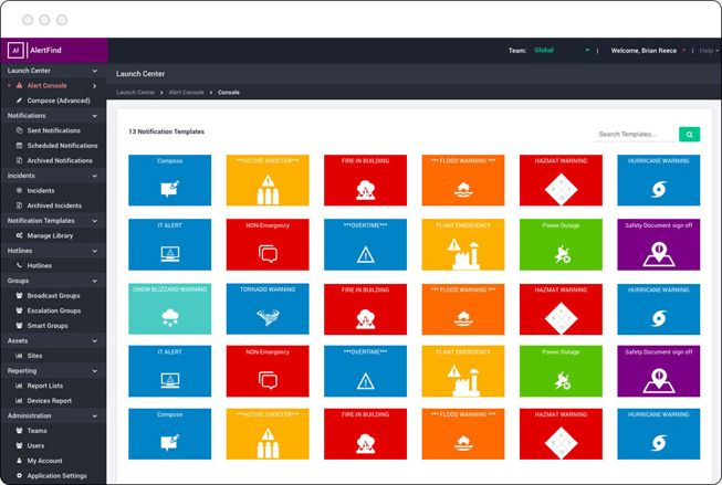 screenshot of AlertFind