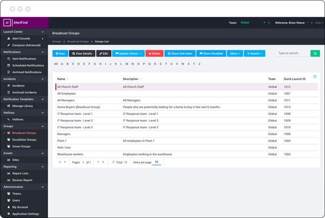 screenshot of AlertFind