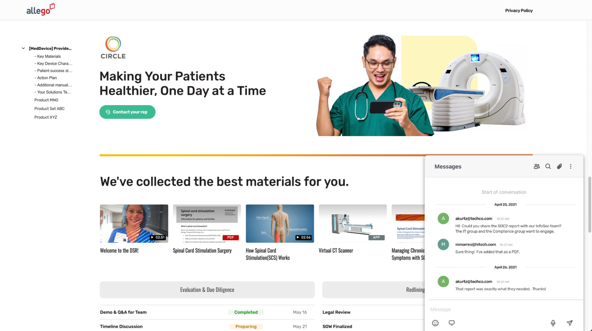 screenshot of Allego