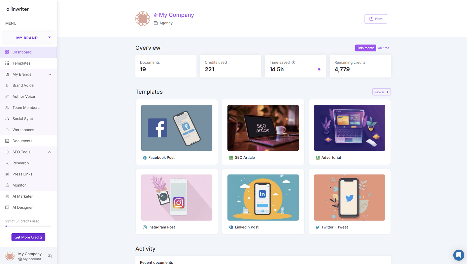 screenshot of AllinWriter
