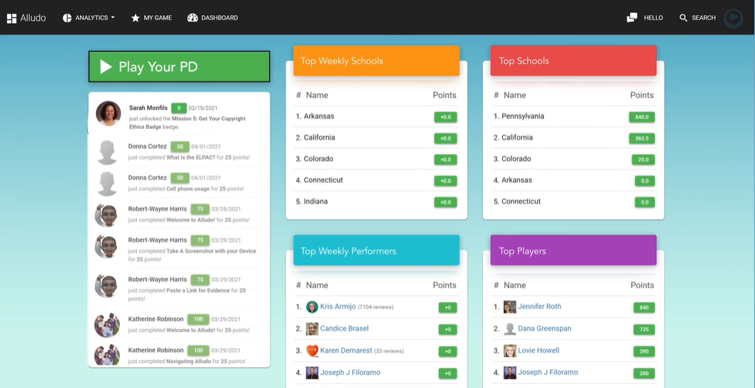 screenshot of Alludo