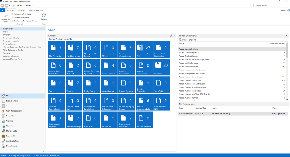 screenshot of Allvue