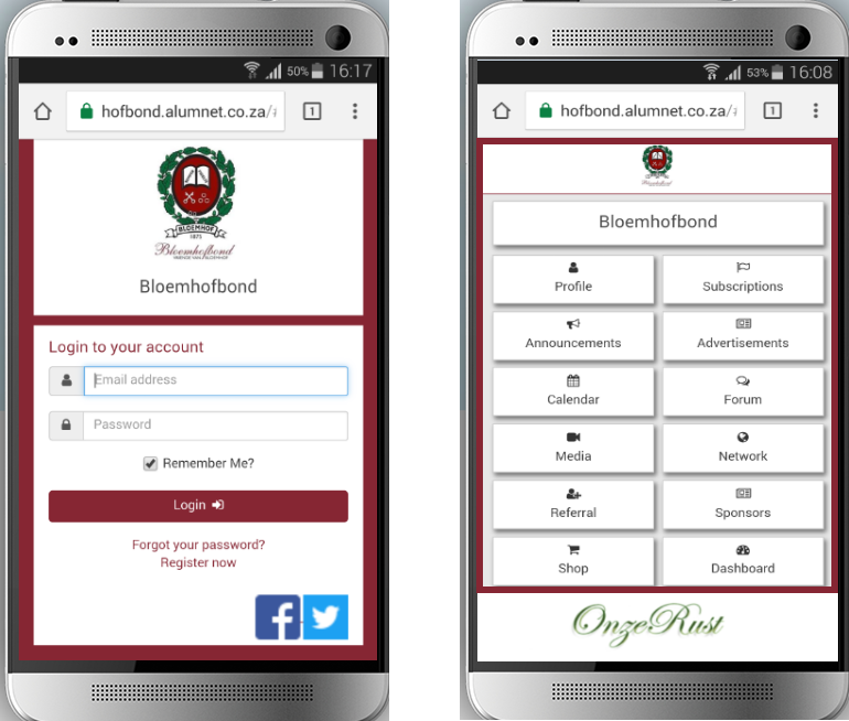 screenshot of AlumNet