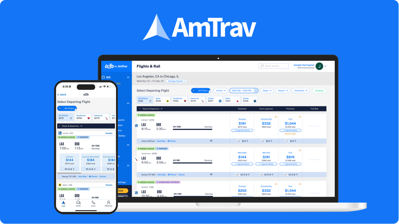 screenshot of AmTrav