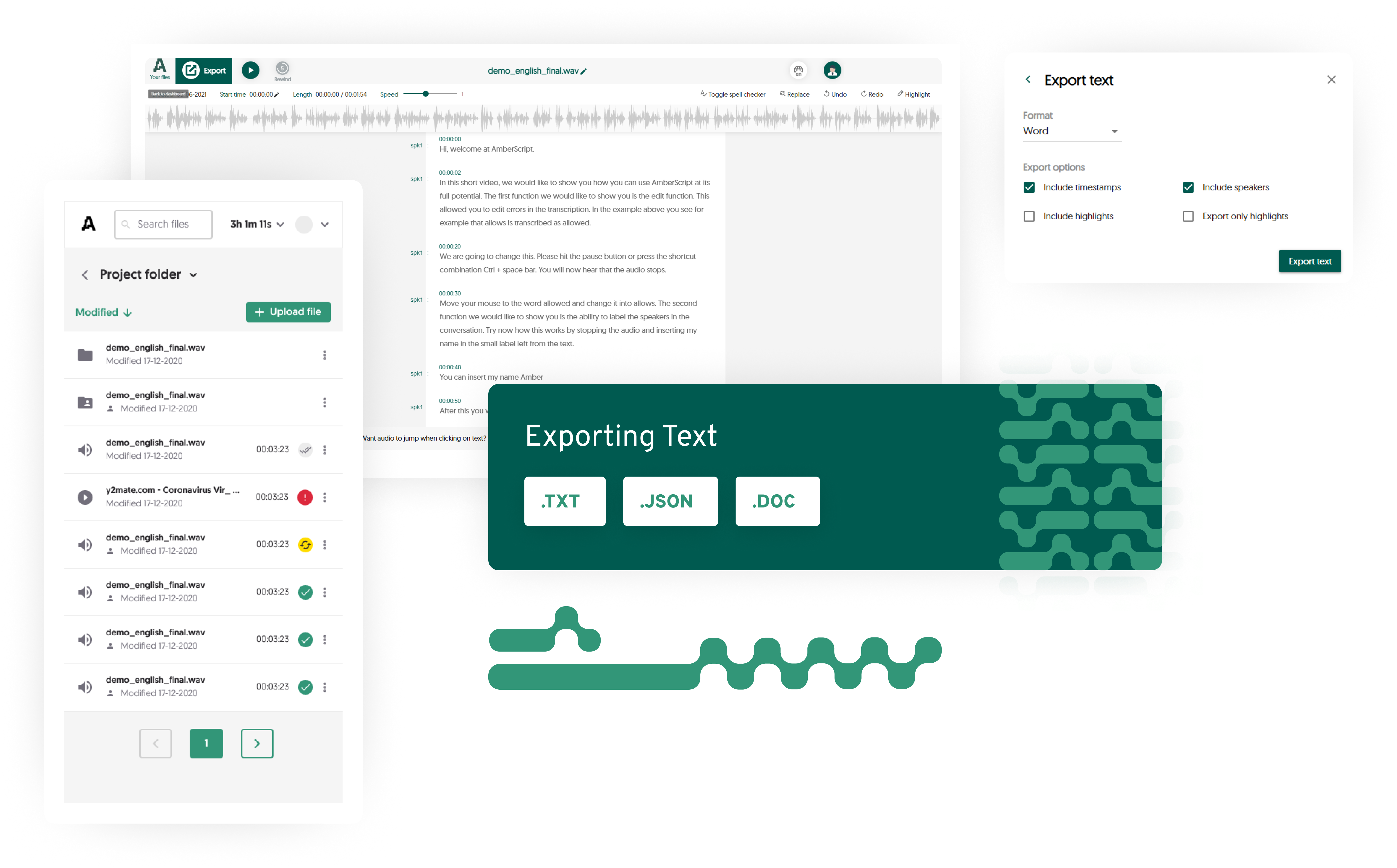 screenshot of Amberscript