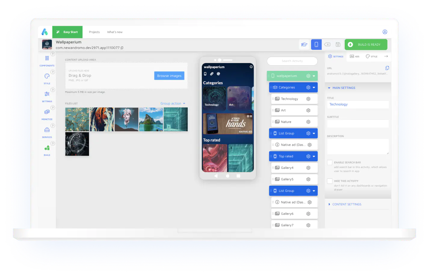screenshot of Andromo