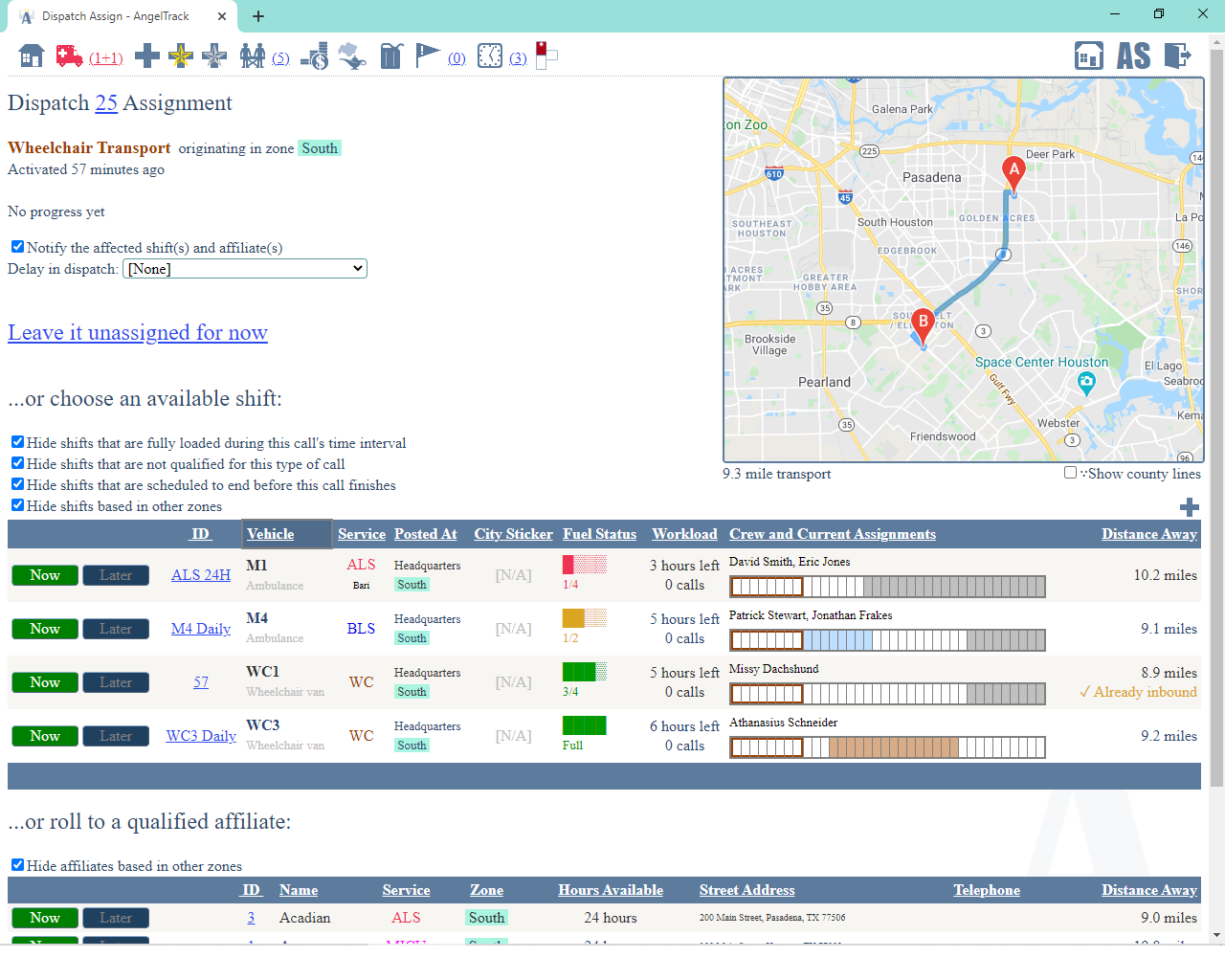 screenshot of AngelTrack