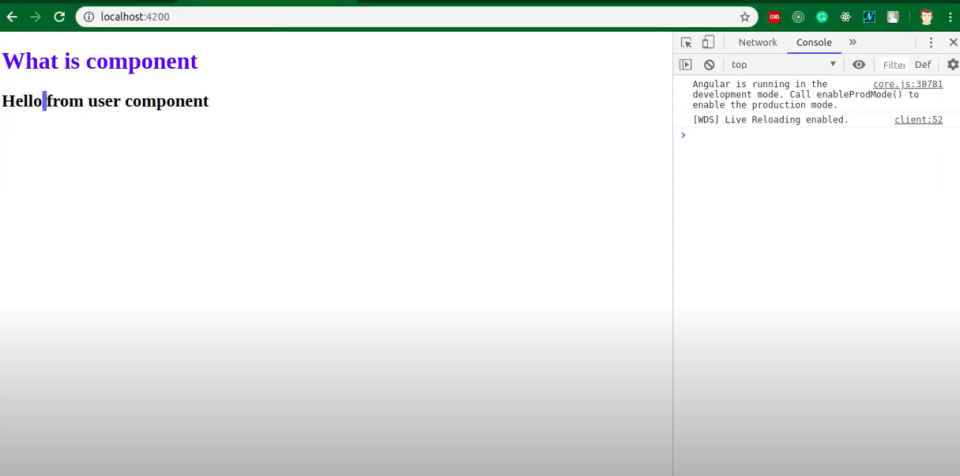 screenshot of Angular