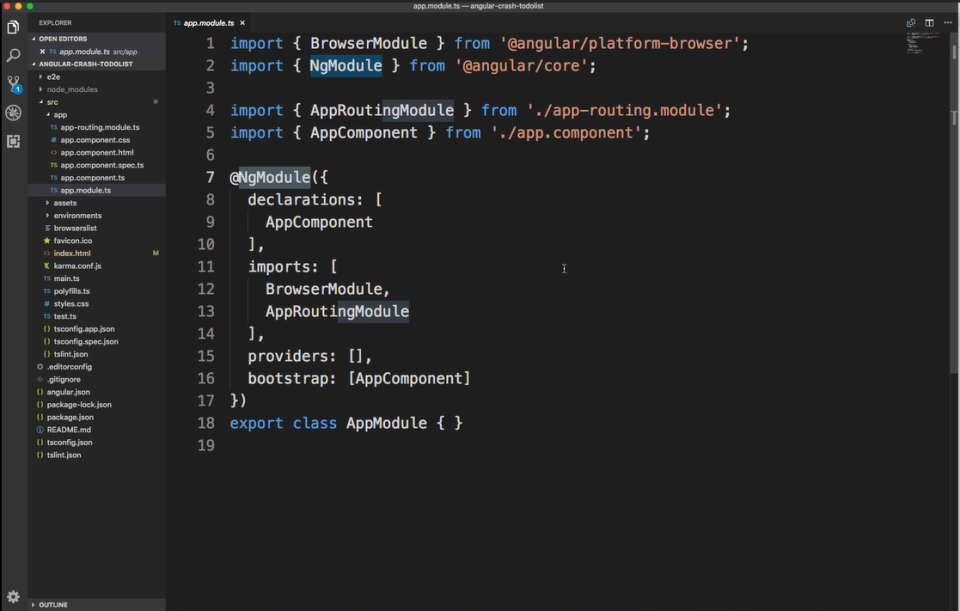 screenshot of Angular