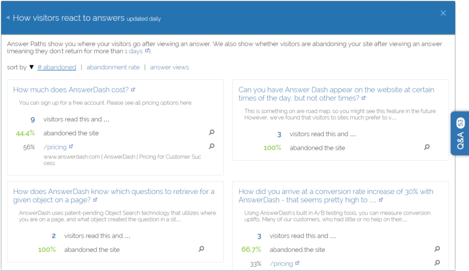 screenshot of AnswerDash