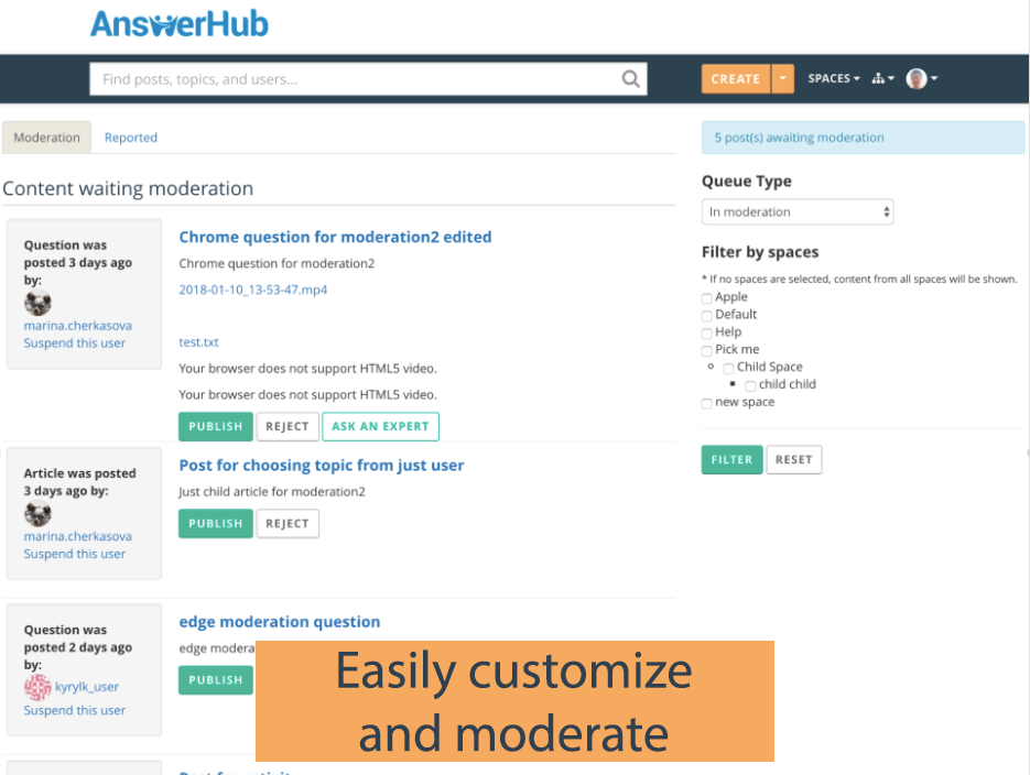 screenshot of AnswerHub