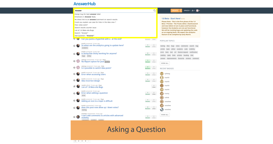 screenshot of AnswerHub