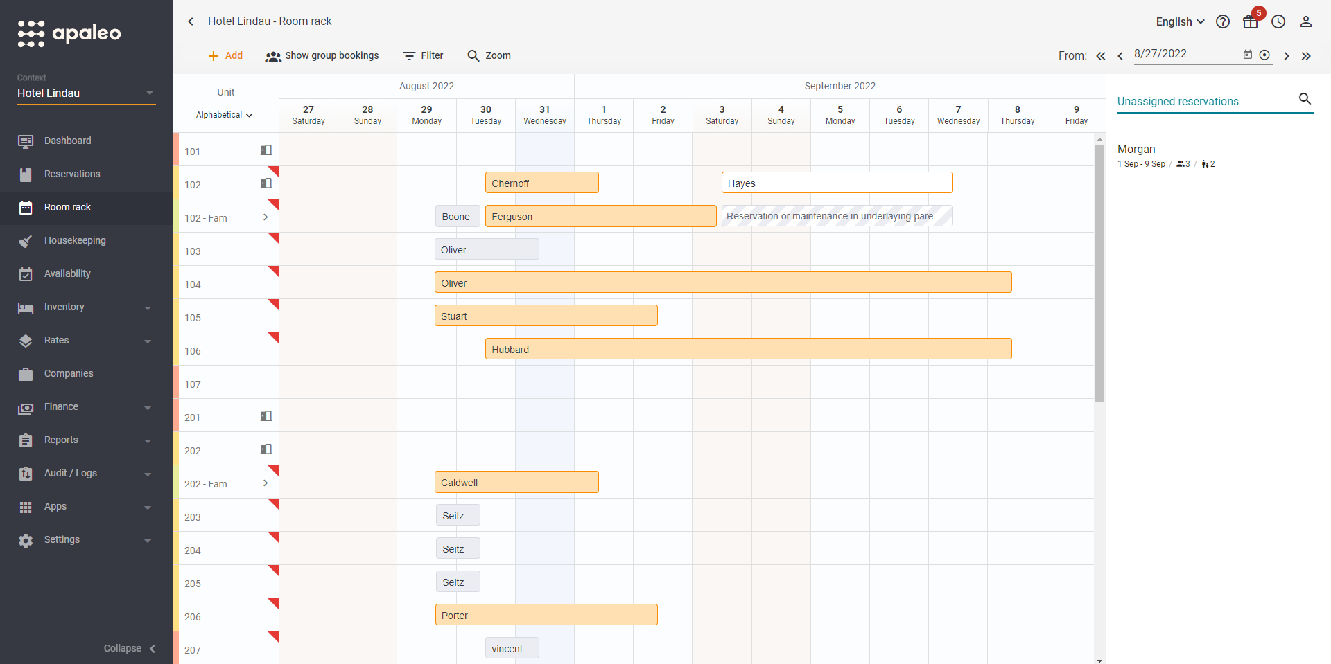 screenshot of Apaleo