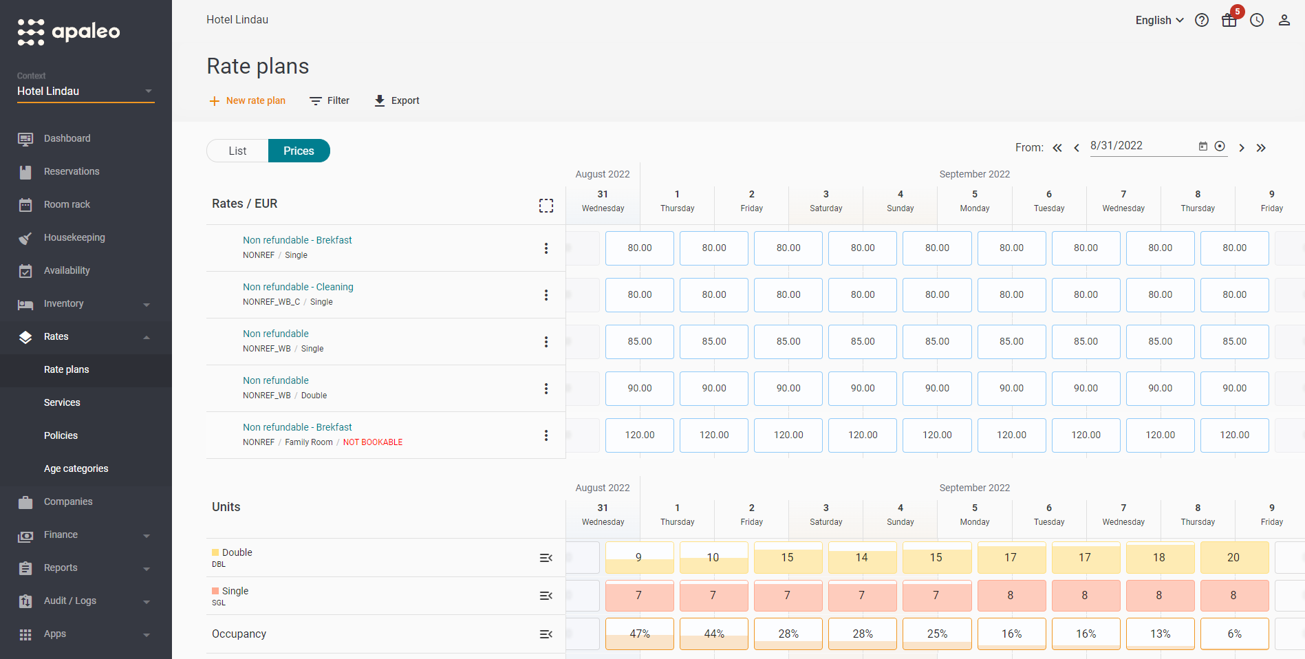 screenshot of Apaleo