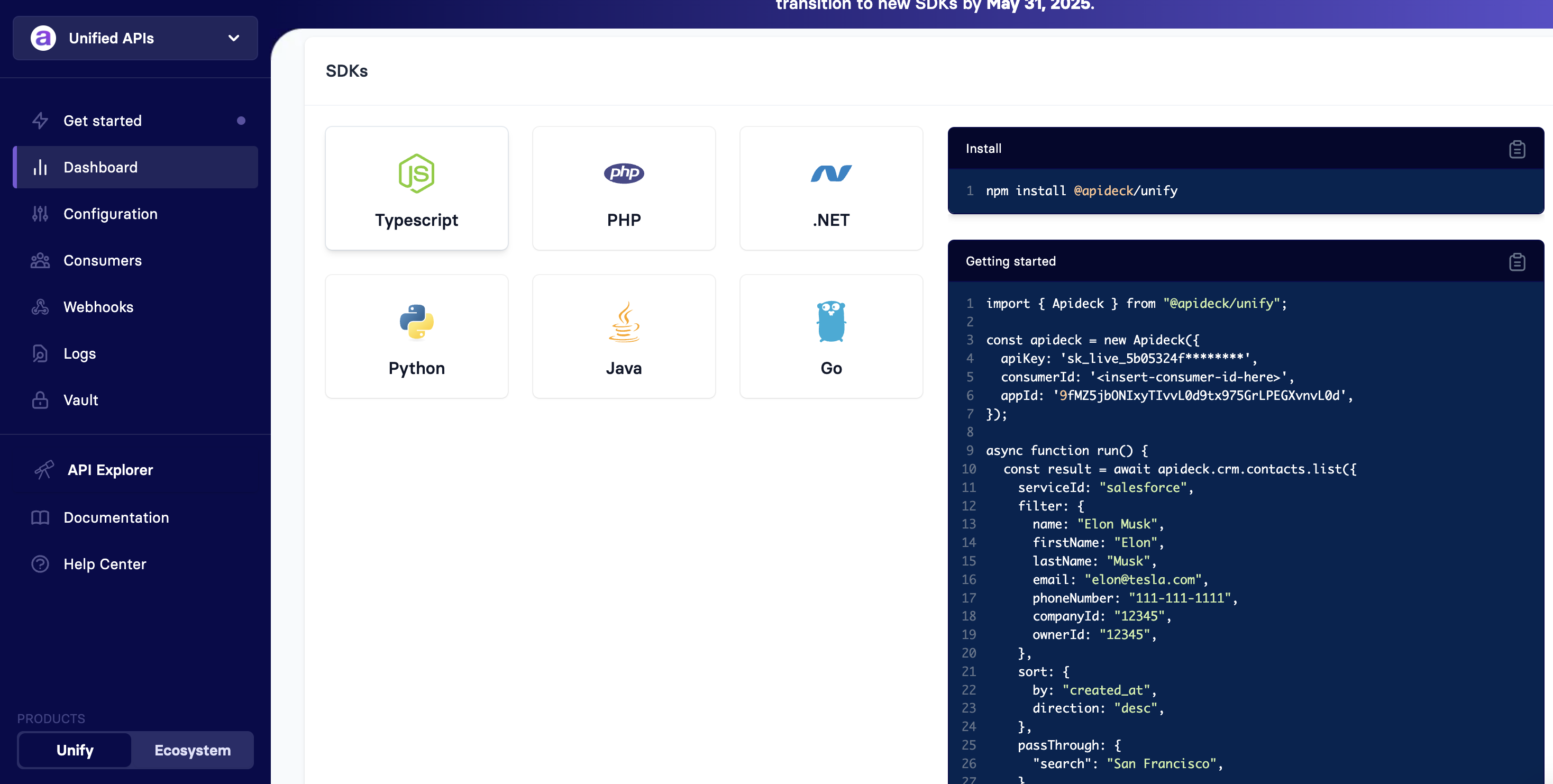 screenshot of Apideck