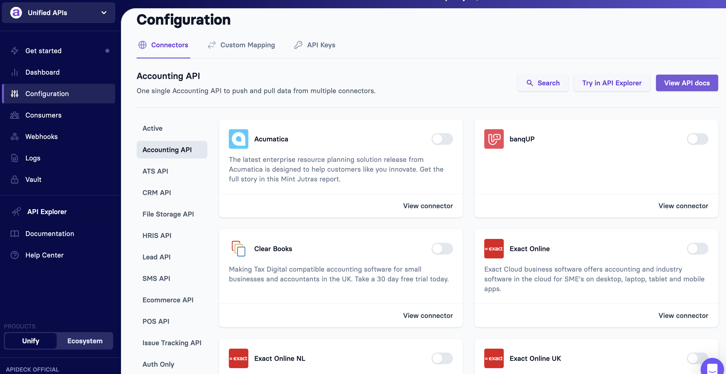 screenshot of Apideck