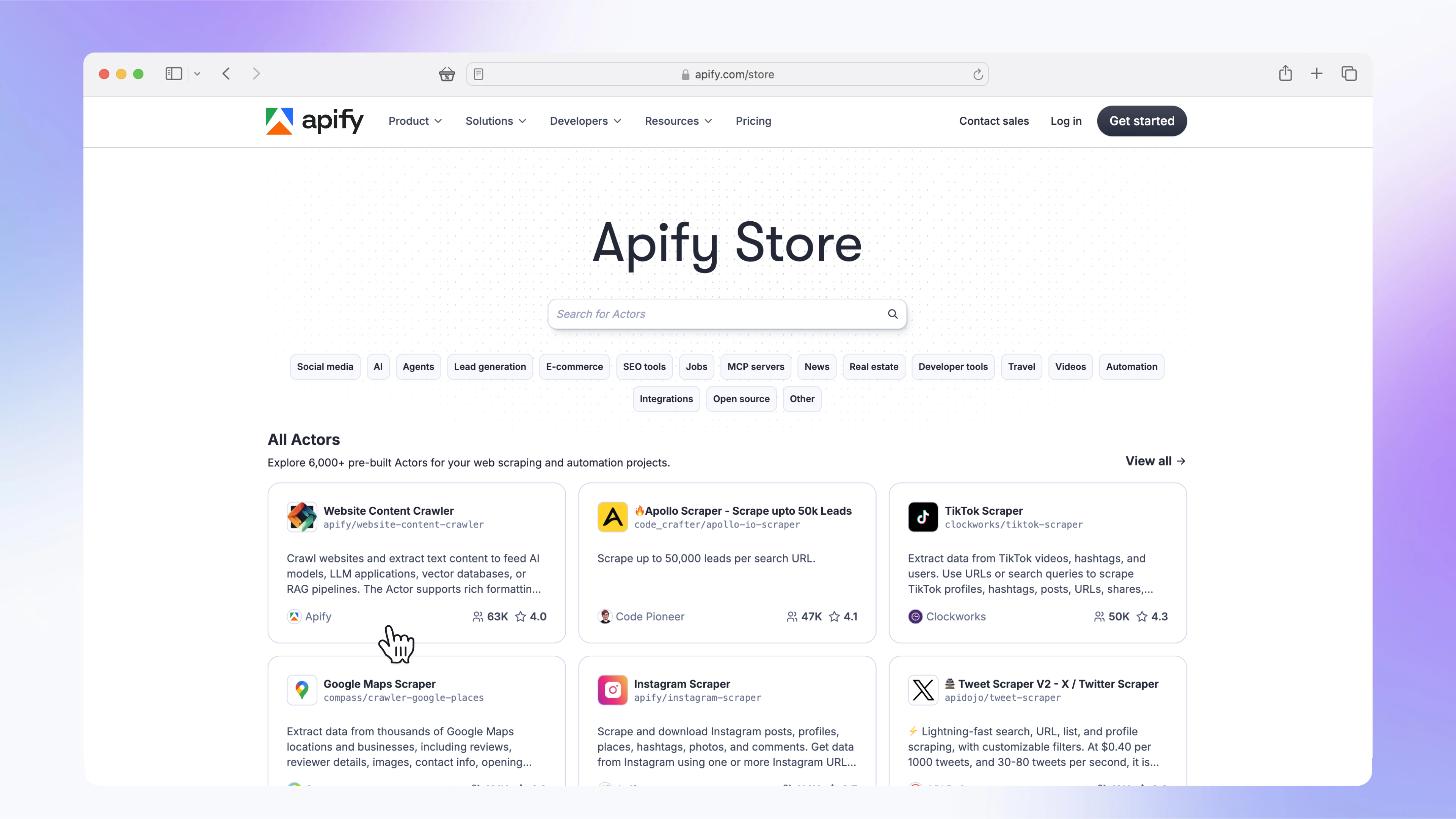 screenshot of Apify