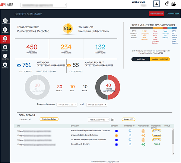 screenshot of AppTrana