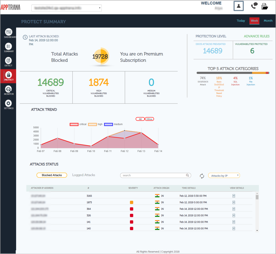 screenshot of AppTrana