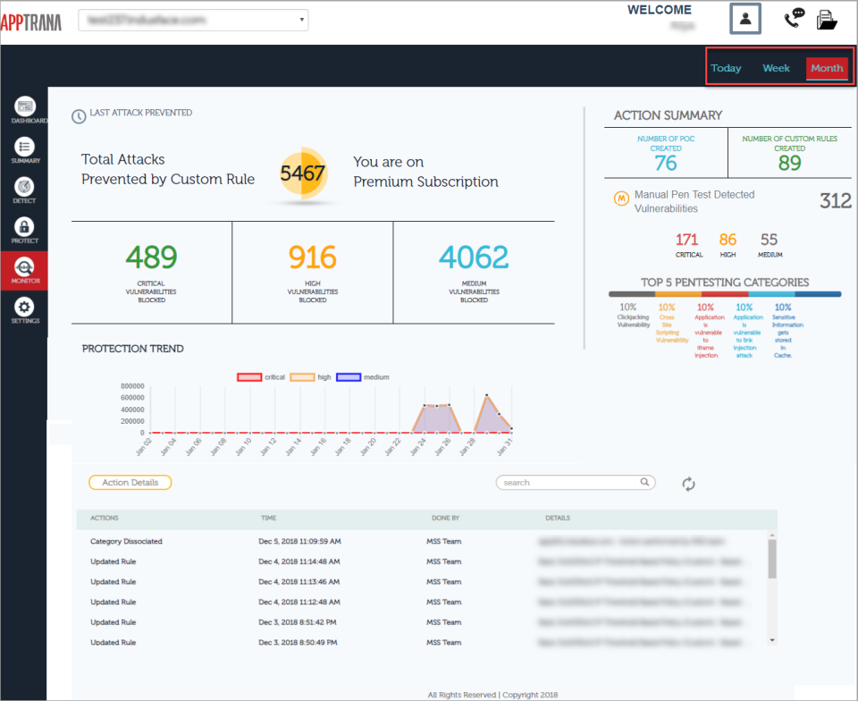 screenshot of AppTrana