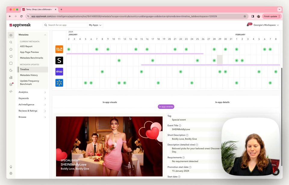screenshot of AppTweak