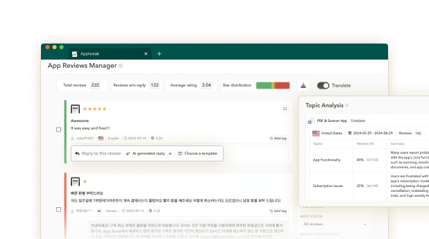 screenshot of AppTweak