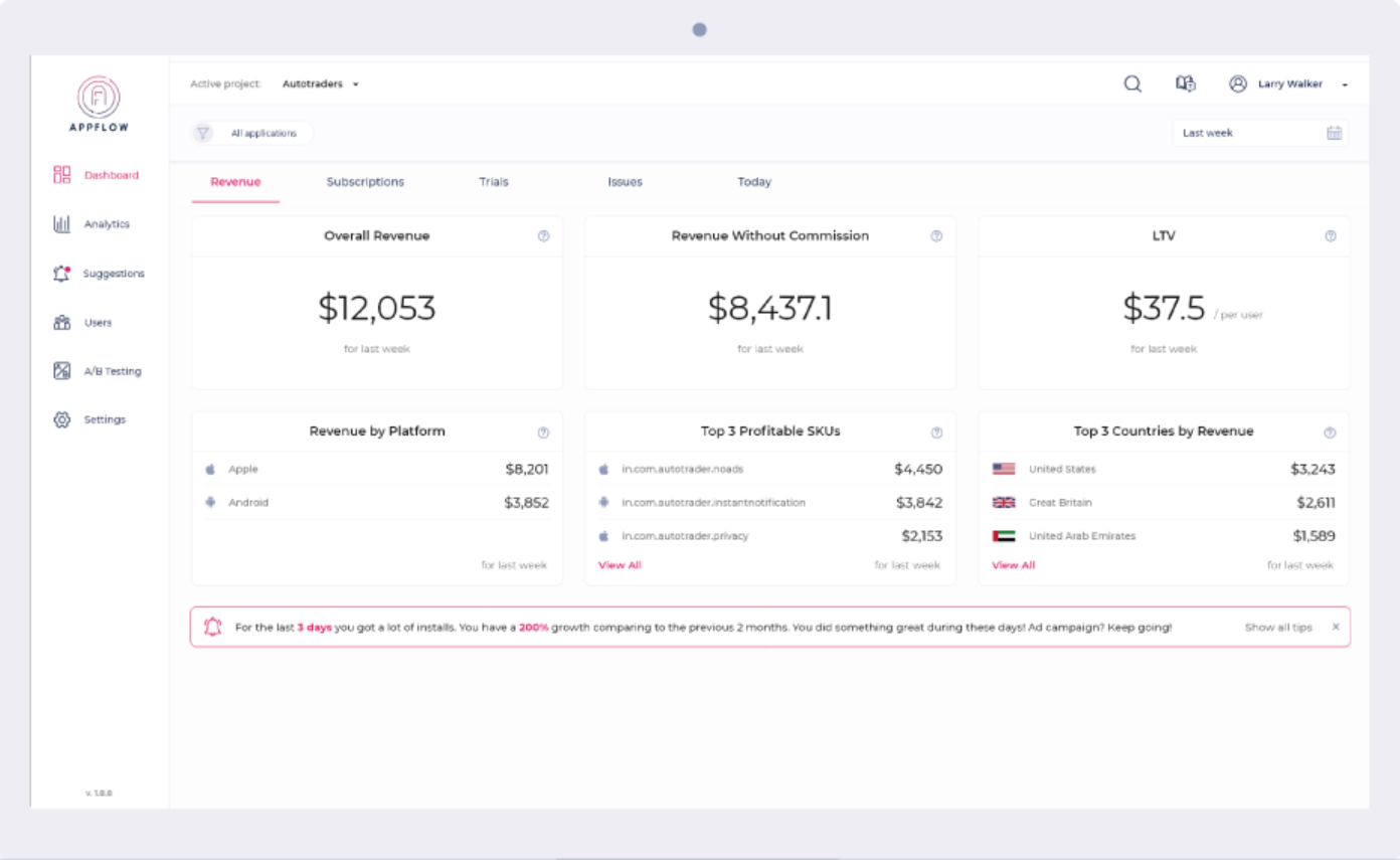 screenshot of Appflow
