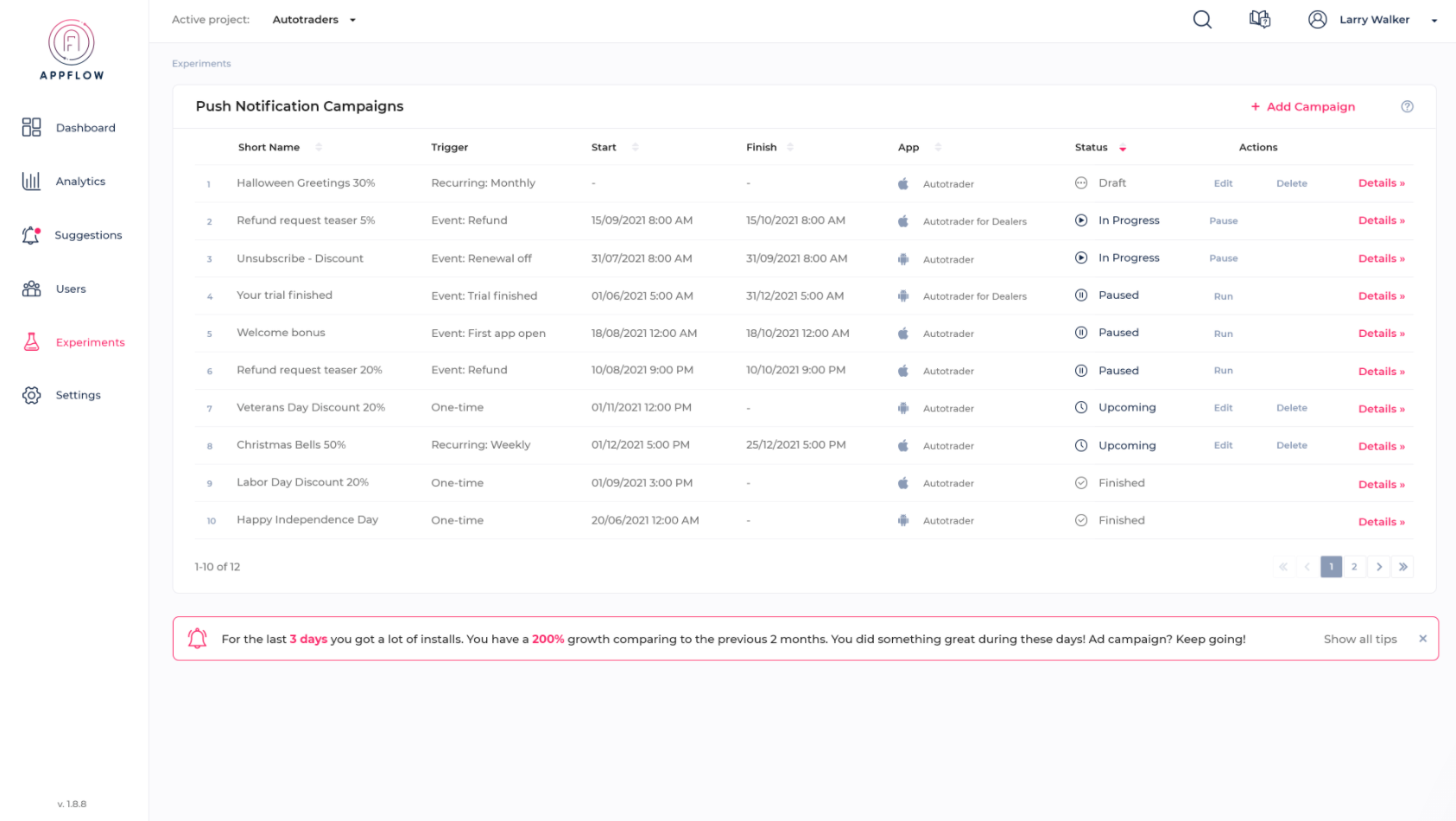 screenshot of Appflow