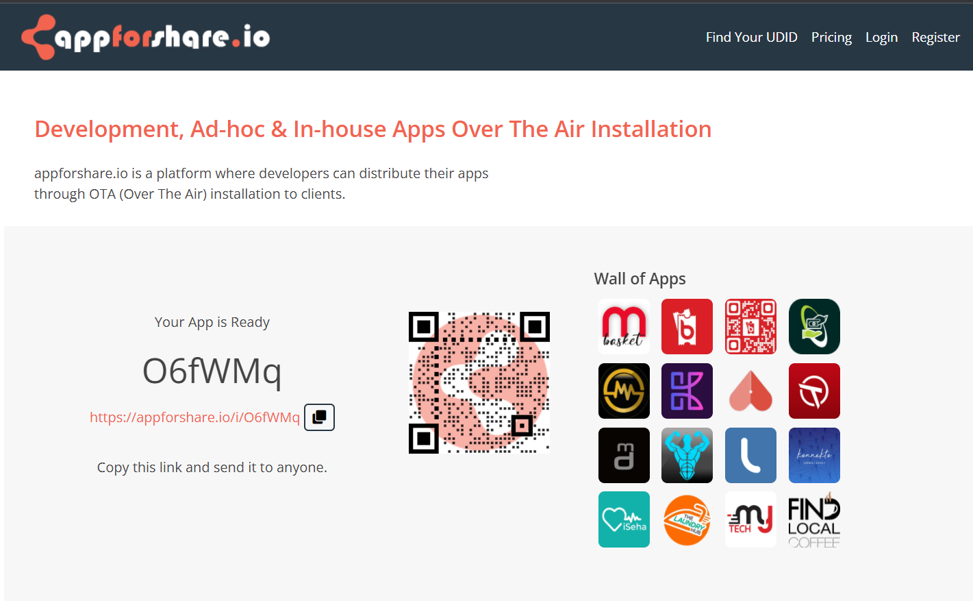 screenshot of Appforshare.io
