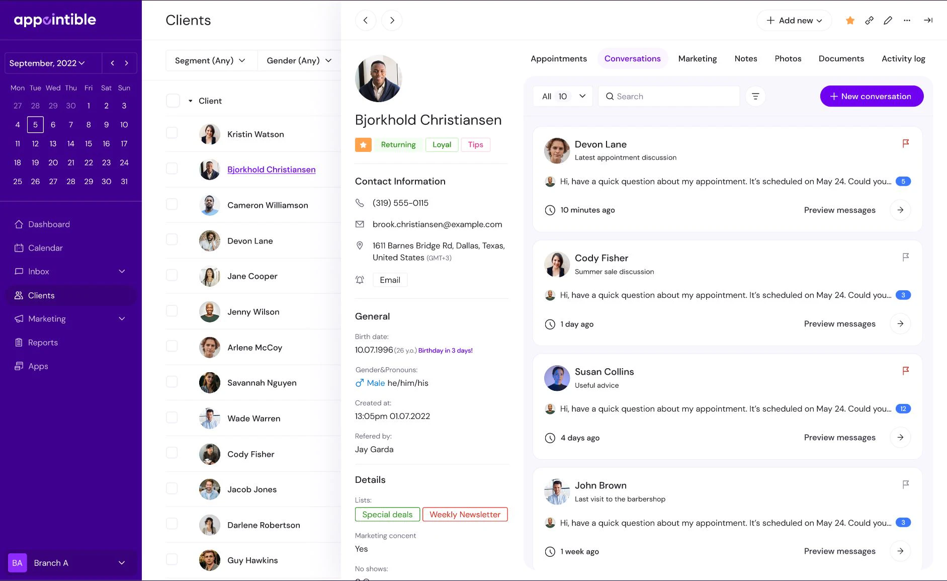 screenshot of Appointible